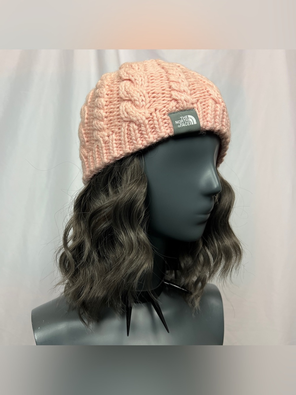 The North Face Baby Pink Cable Knit Beanie Hat